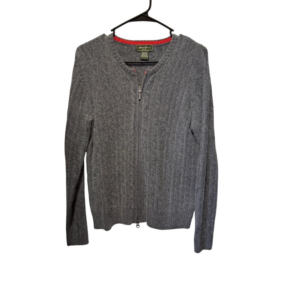 VTG Eddie Bauer Zip Up Cardigan Angora Blend Size L